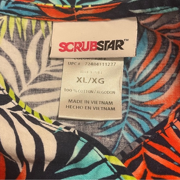 Scrubstar Comfy Chic Multicolor Leaf Print Women's 2 Pocket Scrub Top, Sz XL/XG - Picture 5 of 5